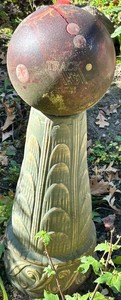 Vintage Track Well Bowling Ball Garden Sculpture - 9 X 24 in