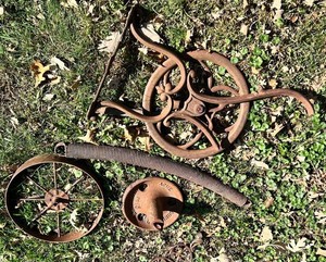 Antique Cast Iron Farm Equipment & Architectural Salvage Mixed Lot