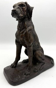 Vintage Bronze Dog Sculpture - 9 in