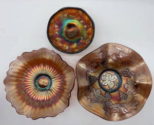 Fenton Iridescent Carnival Glass Serving Dishes (Lot of 3)