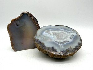 Natural Banded Agate Geode Slices - 4 (Lot of 2)