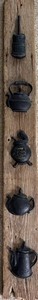 Cast Iron Vessel Display on Reclaimed Wood - 53 Inches