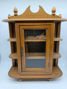 Vintage Decorative Wood Display Cabinet With Glass Door - 14 X 5 X 16 in