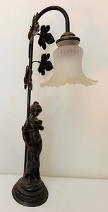 Figural Floral Lamp With Frosted Glass Shade - 22 in - Not Working
