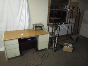 Desk, Clothes Rack, Vacuum