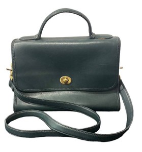 A - Coach Leather Court Handbag Forest Green