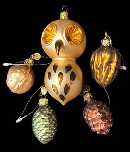 A - Five Vintage Blown Glass Christmas Ornaments
