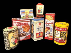 A - Vintage Advertising Tins - Quaker, Nabisco, Land O Lakes & More
