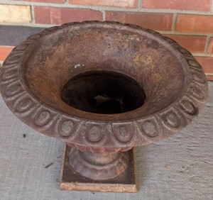 BY - Vintage Cast Iron Urn Planters - Matching Pair