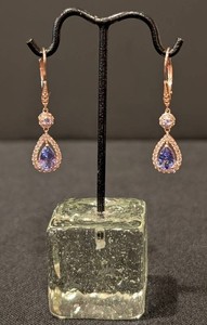 C - Tanzanite Earrings - 14K Rose Gold Teardrop Pair