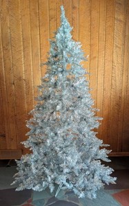ML - Silver Tinsel Christmas Tree - 7ft  With Stand