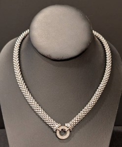 C - Sterling Silver Womens Beaded Statement Necklace 17in 35g