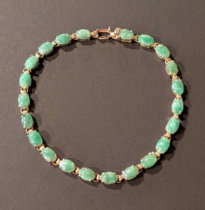 C - Jade Bracelet - 14K Yellow Gold 7in Missing Stone