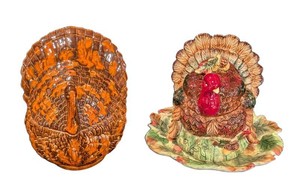 B - Turkey Serving Dishes - Spode Harvest & Ceramic Pair