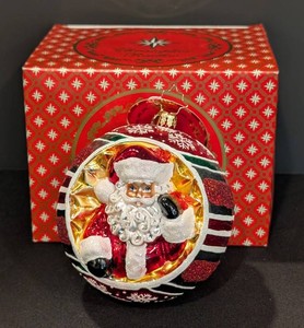 A - Christmas Ornament - Christopher Radko Spherical Cheer Santa 1020218