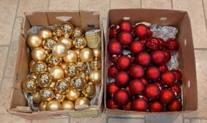 A - Glass Christmas Ornaments - Red & Gold, 2 Boxes