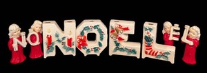 A - Vintage Ceramic NOEL Candleholder Sets - Lipper & Mann And Relco (Lot of 2)