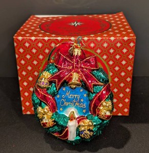 A - Christmas Wreath Ornament - Christopher Radko Merry Christmas 1018426