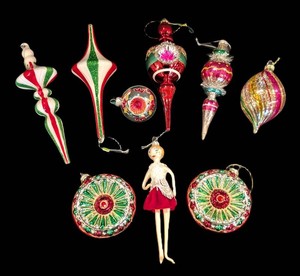 A - Glass Christmas Ornaments (Lot of 9)