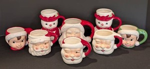 A - Christmas Mugs - Santa, Snowman & Elf Assortment (Lot of 7)