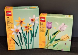 A - LEGO Flower Building Sets - 40747 Daffodils & 40461 Tulips (Lot of 2)