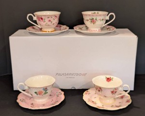 A - Vintage Floral Teacup & Saucer Sets - Pulchritudie 8-Piece (Lot of 4)
