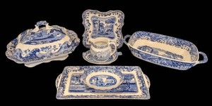B - Blue and White Serving Dishes - Spode Italian