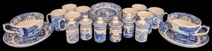B - Blue & White Spode Italian Dinnerware & Spice Jar Mixed Lot