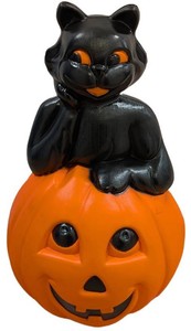 Halloween Blow Mold - Cat & Pumpkin Lighted 35in