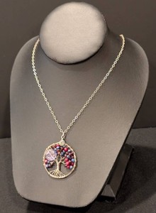 C - Tree of Life Necklace - Sterling Silver Wire-Wrapped Stone Beads