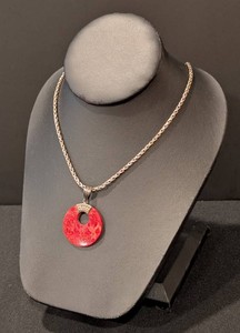 C - Sterling Silver Necklace With Coral Pendant