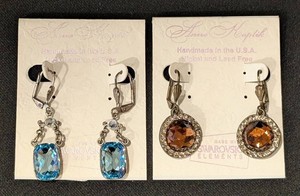 C - Earrings - Anne Koplik Blue & Amber-Toned Drop Pairs