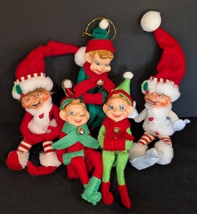 Christmas Elf Figurines - Annalee 5-Piece Group
