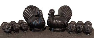 C - Turkey Candleholders & Place Card Holders - Pottery Barn Mixed Lot