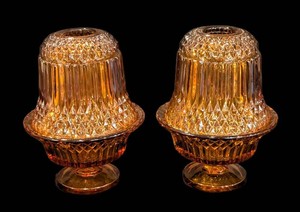 C - Vintage Diamond Point Fairy Lamps Set of 2