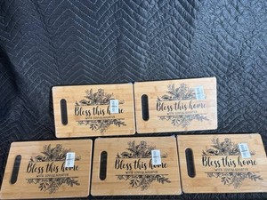 Bless This Home Bamboo Serving Trays (Lot of 5)
