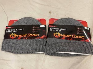 HeatLogic Mens Fleece-Lined Knit Hats - Gray (Lot of 2)