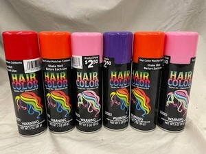 Hair Color Temporary Spray Assortment, 3 Oz (Lot of 6)