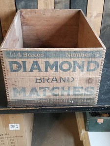 Vintage Diamond Brand Matches Large Wooden Crate