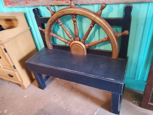 Super Cool Nautical Ship Wheel Bench