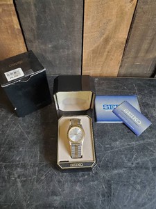 Vintage Mens Seiko Two Tone Watch with Box and Paperwork