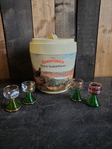Vintage Whiskey Ice Bucket and German Sipping Glasses