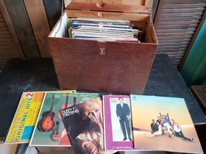 Large Wooden Locking Box full of vintage Lps