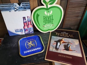 Lot of Beer and Hunting Posters, sIgns, and Tray
