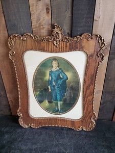Beautiful Little Boy Blue Litho in Gorgeous Ornate Early 20th Cent. Frame