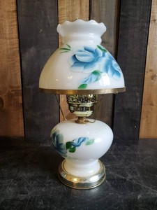 Vintage Desk Top Floral Hurricane Lamp