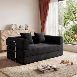 $230 Futon Sofa Bed Modular Loveseat Couch (Black)