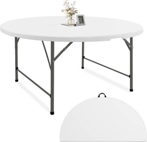 $167 Fivenl 5 ft Round Folding Table, White