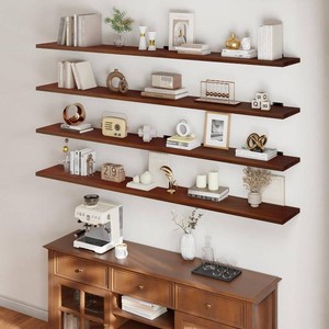 $299 Walnut 72 4 Tier Floating Shelf