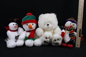 Plush Snowmen & Teddy Bear (4)